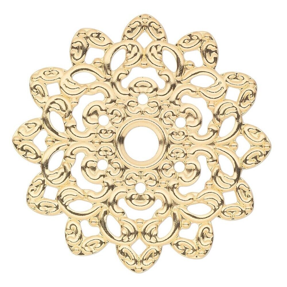 Fancy Abstract Flower Design 46mm Gold Plated Filigree Pendants 2 pcs
